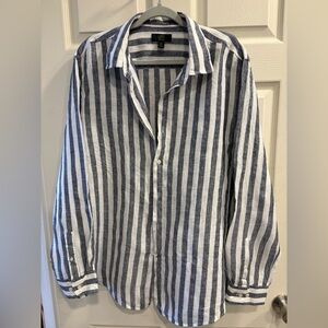 Club Room Navy and White Striped Casual Shirt